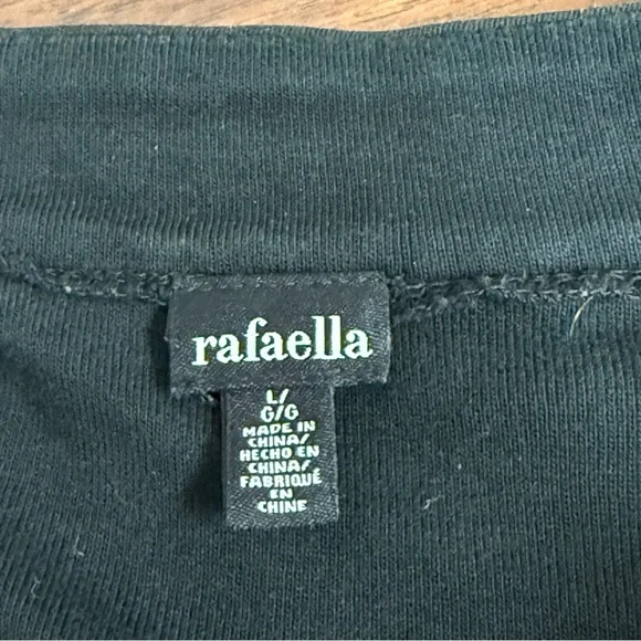 Rafaella Black Beaded Split Neck Tunic Top L Embellished 3/4 Sleeve Blouse - Picture 6 of 7